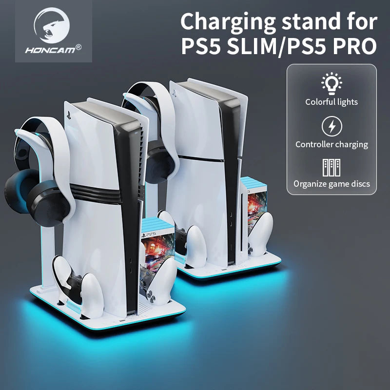 PS5 Slim Cooling Stand With Dual Charger & RGB Lights