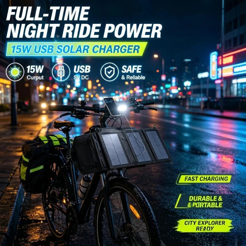Foldable 15W Portable Solar Charger with USB Output