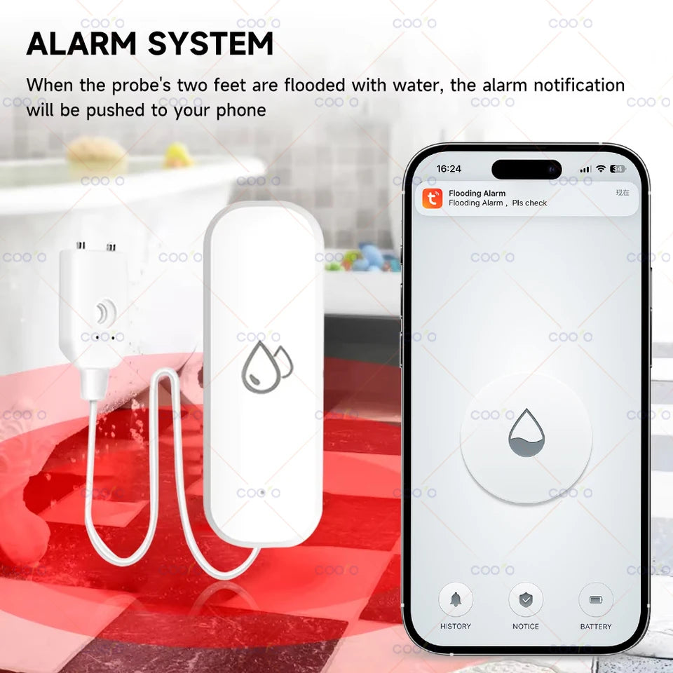 Zigbee Water Leak Alarm Sensor – Smart App Alerts
