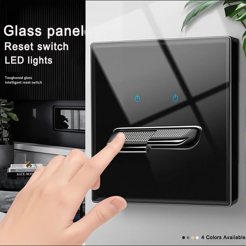 Tempered Glass Wall Switch Socket with Indicator Light