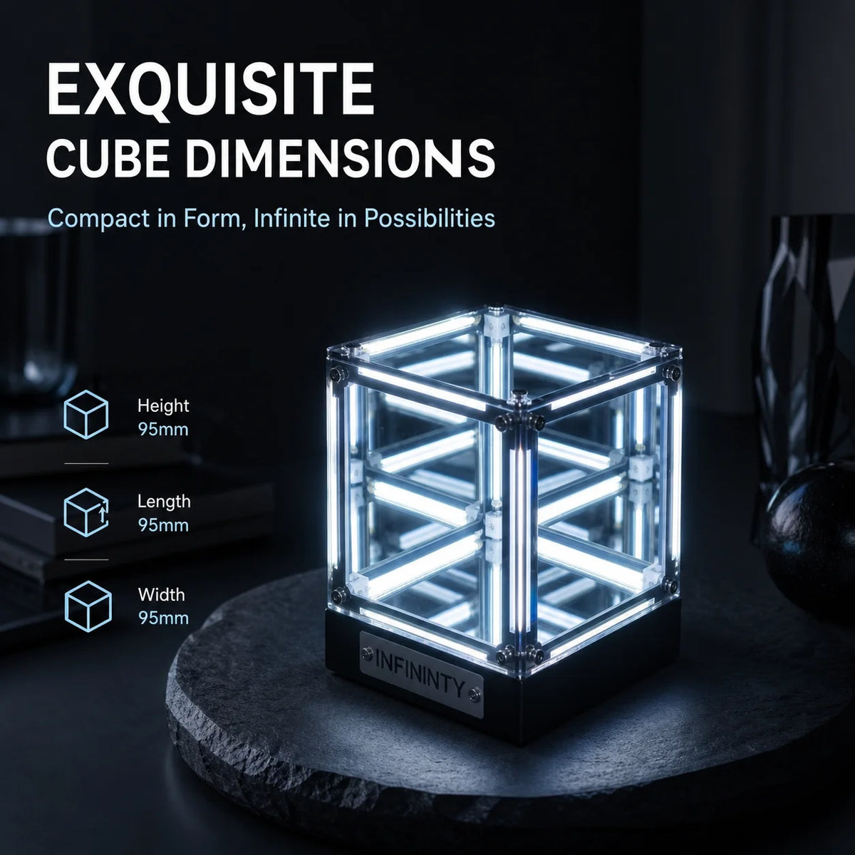 Hypercube LED Table Lamp Infinity Mirror Acrylic Decor