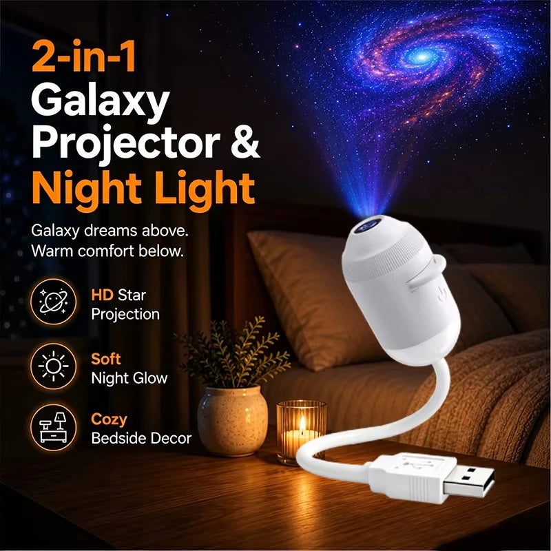 USB Galaxy Projector Night Light – 360° Adjustable Atmosphere