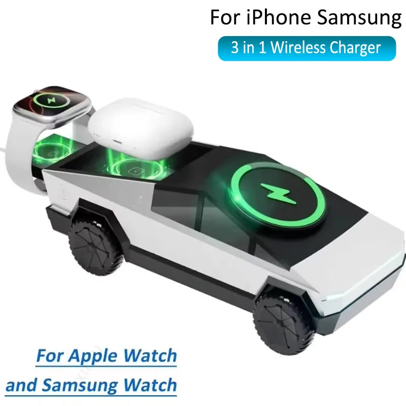 3-in-1 Magnetic Wireless Charging Stand for Phone, Watch & Pods