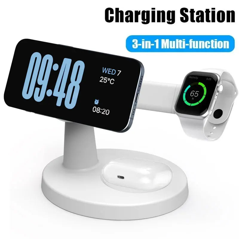 3-in-1 Magnetic Wireless Charging Stand for Apple
