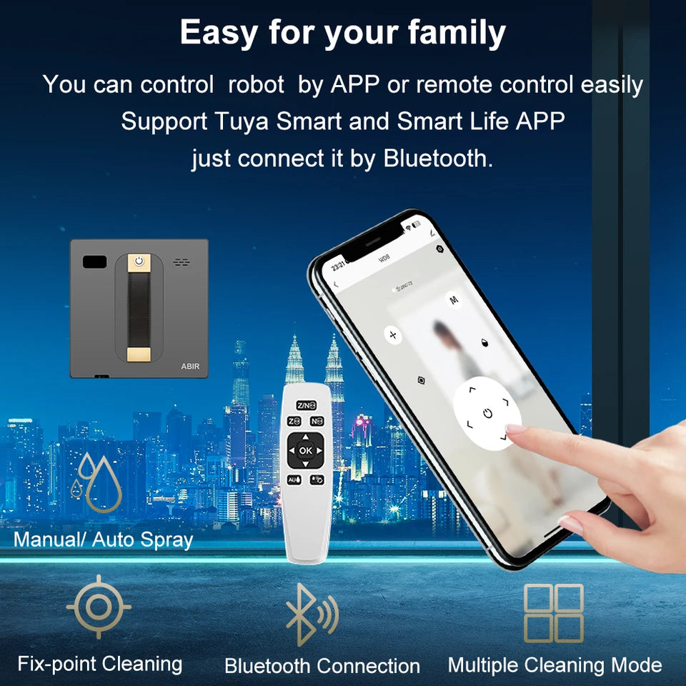 Smart Window Cleaning Robot With Dual Spray & 3000Pa Suction