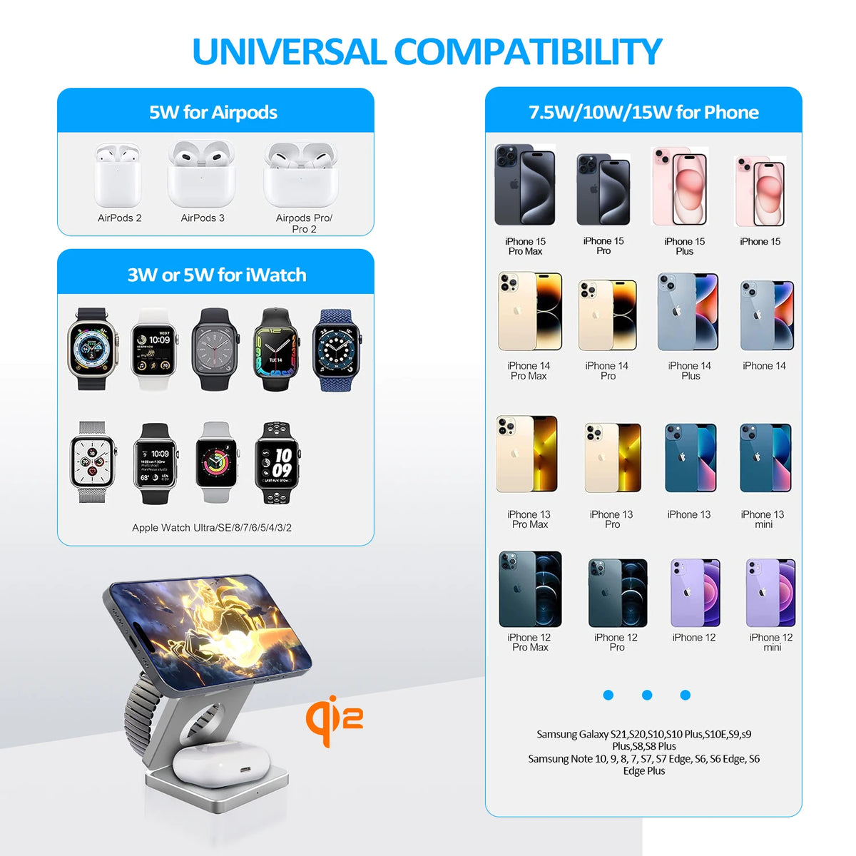 3-in-1 Magnetic Wireless Charging Station for Apple