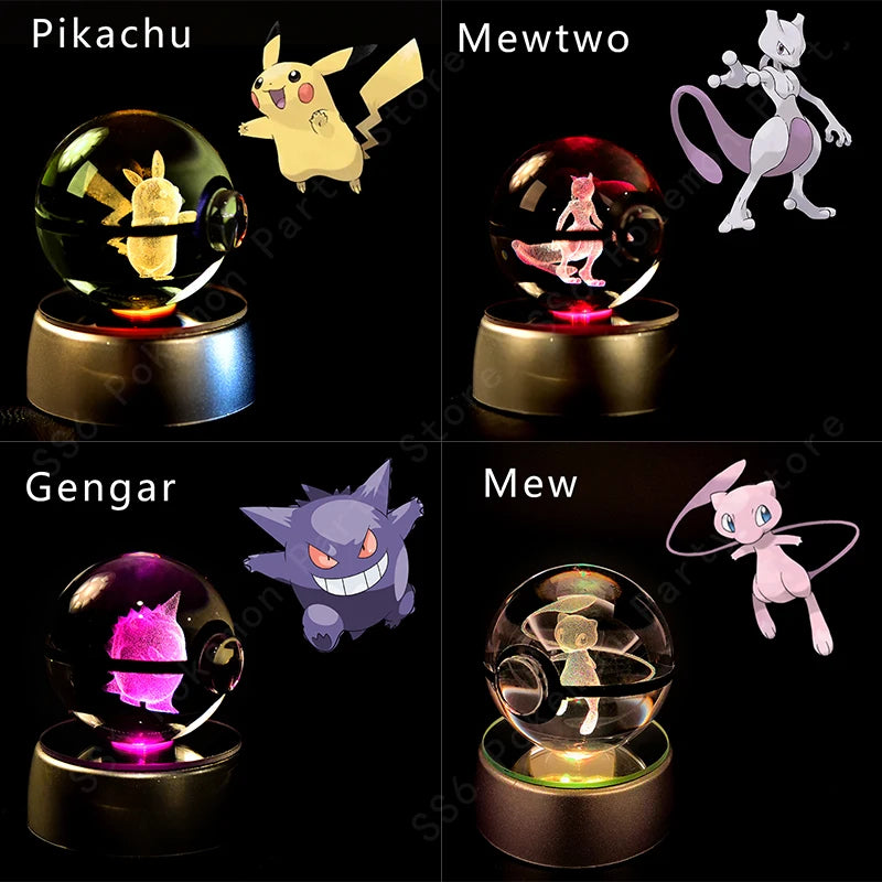 3D Crystal Pokeball LED Night Light – Gift Statue