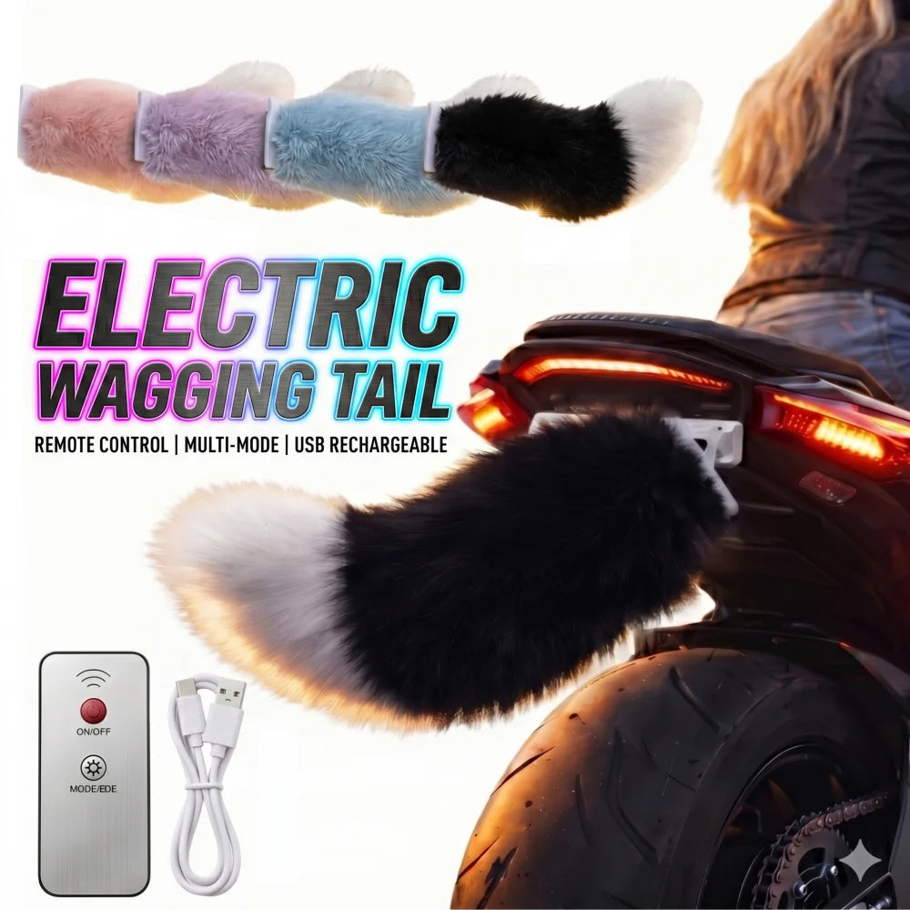 Electric Plush Wagging Tail Ornament For Cars & Motorcycles