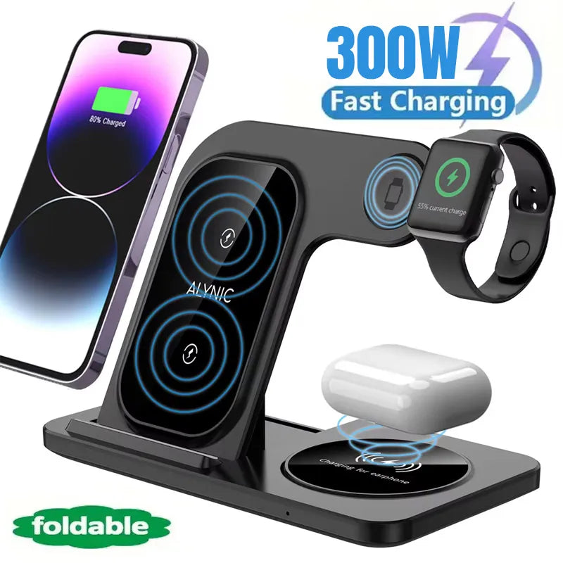 3-in-1 Foldable Wireless Charging Station for Apple