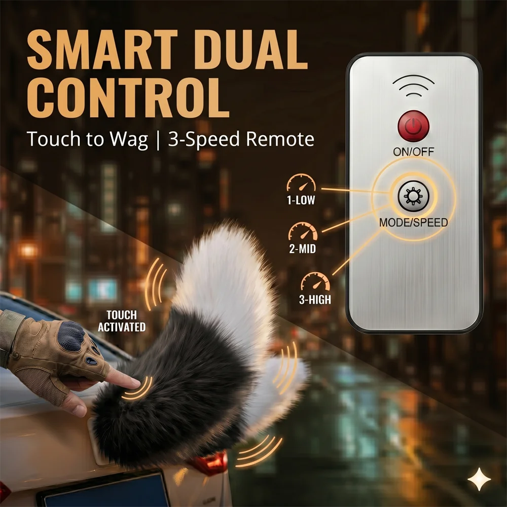 Electric Plush Wagging Tail Ornament For Cars & Motorcycles