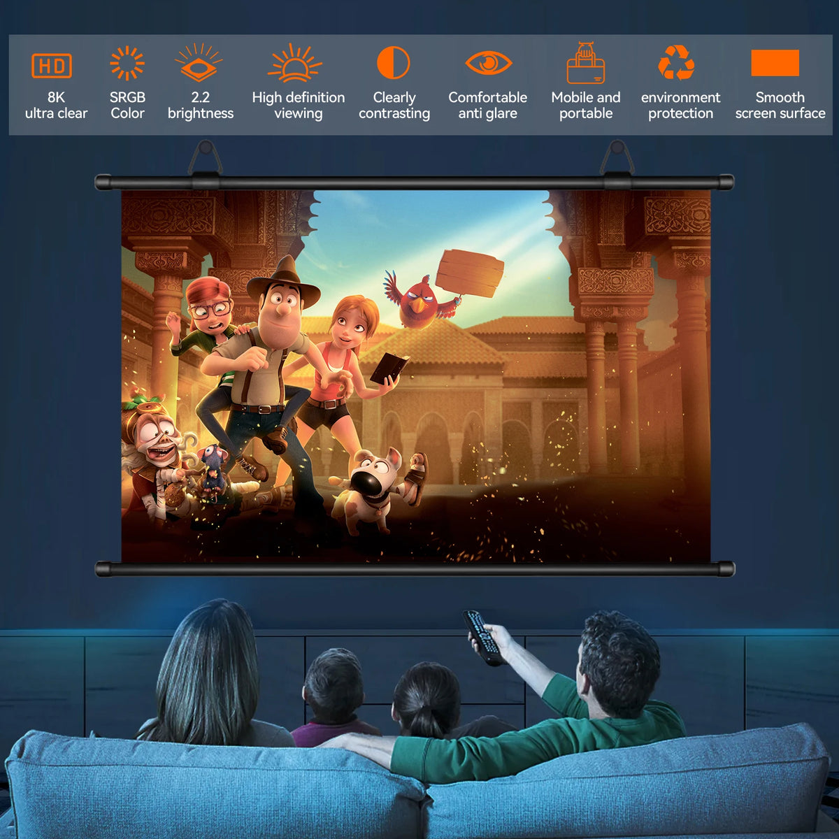 Glass Beaded HD Projector Screen 16:9 Wall Mounted