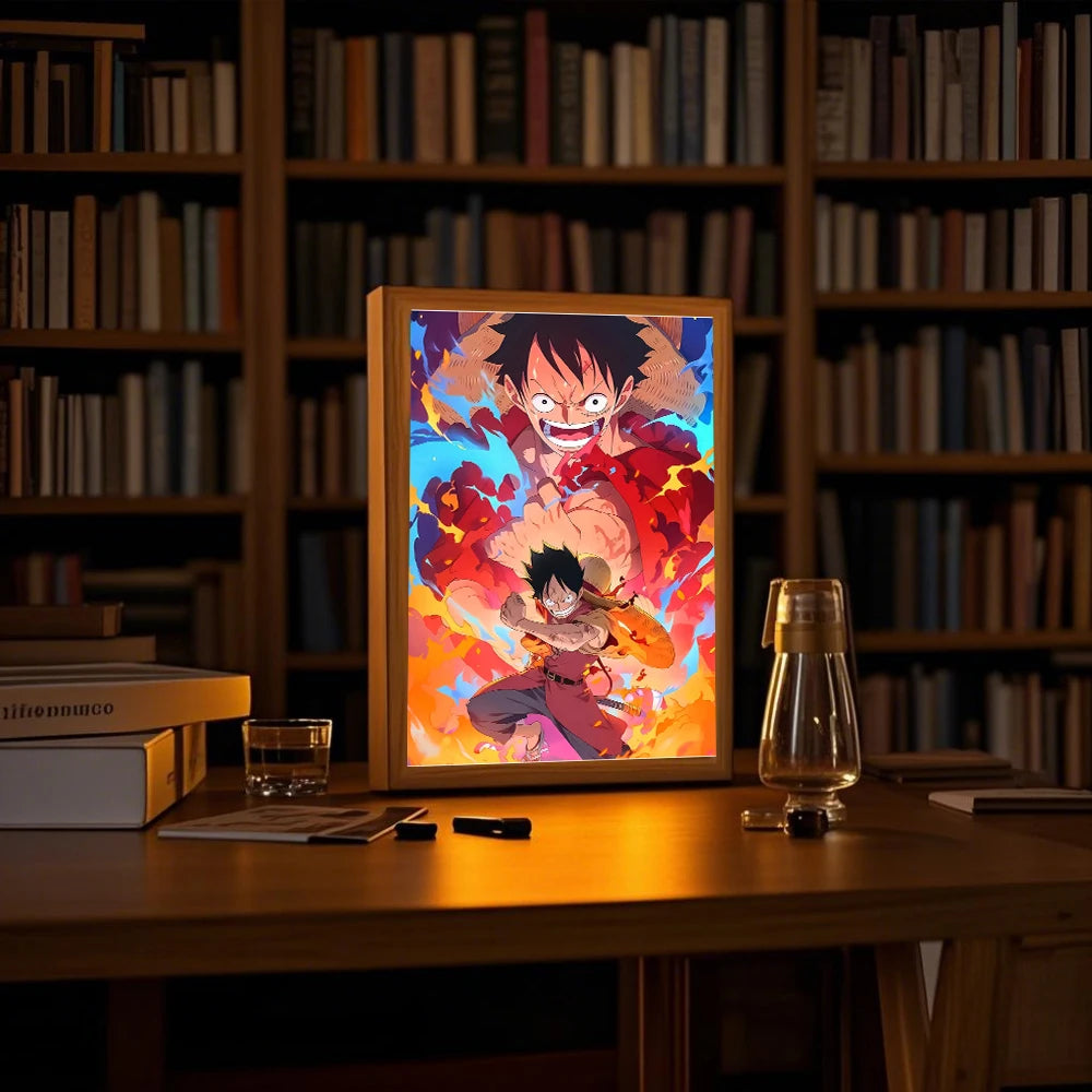 Anime LED Night Light Photo Frame – One Piece Design