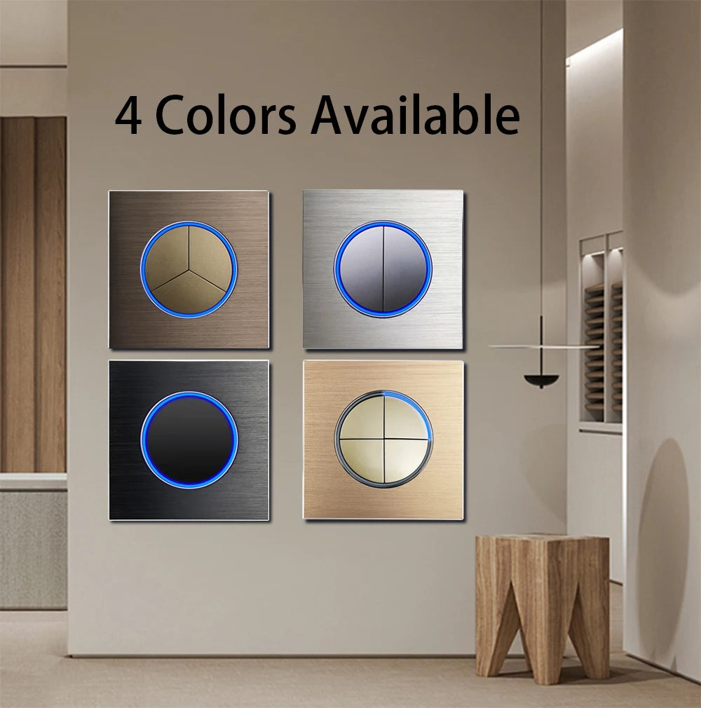 Aluminum Wall Light Switch With Round LED Push Button