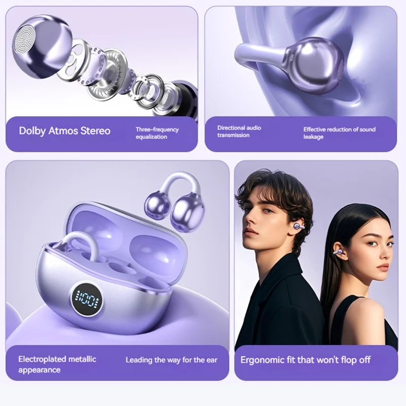Ear Clip Wireless Bluetooth Headphones With Mic HIFI