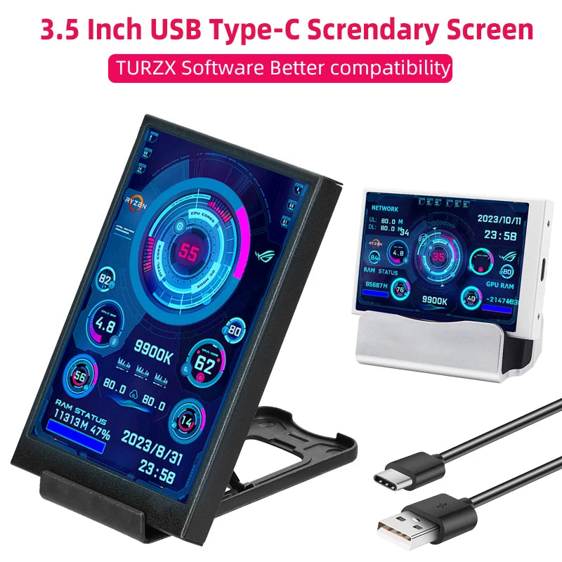 3.5" USB Type-C PC Performance Monitor Screen IPS
