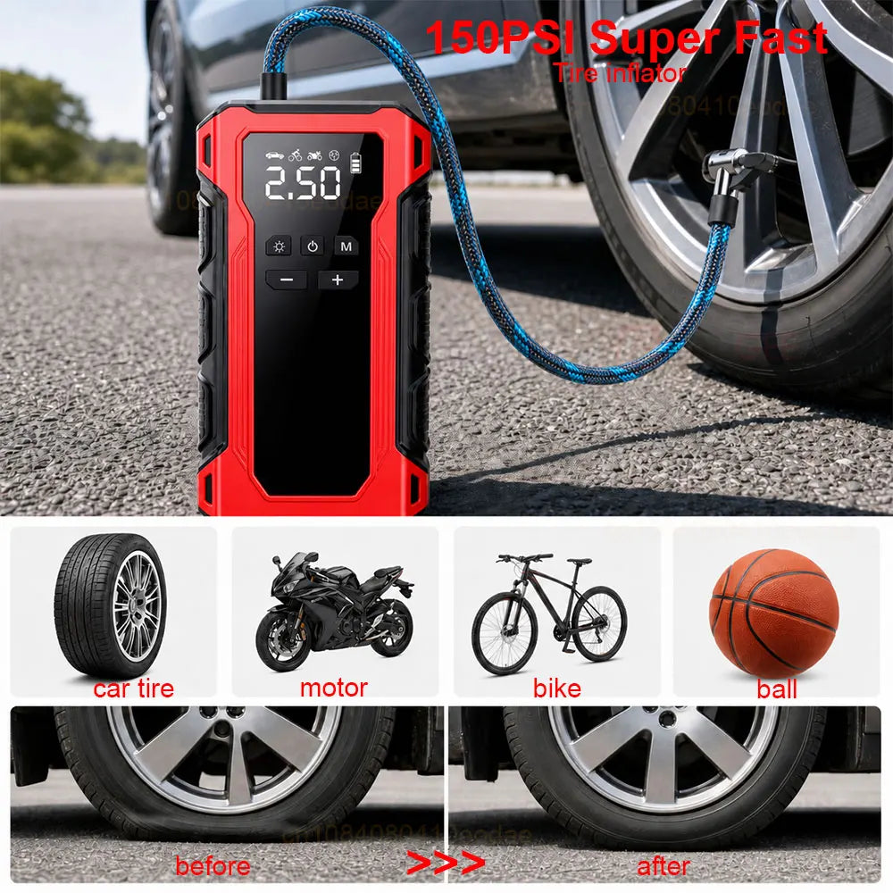 3200A Car Jump Starter with Air Pump – 4-in-1 Power Bank