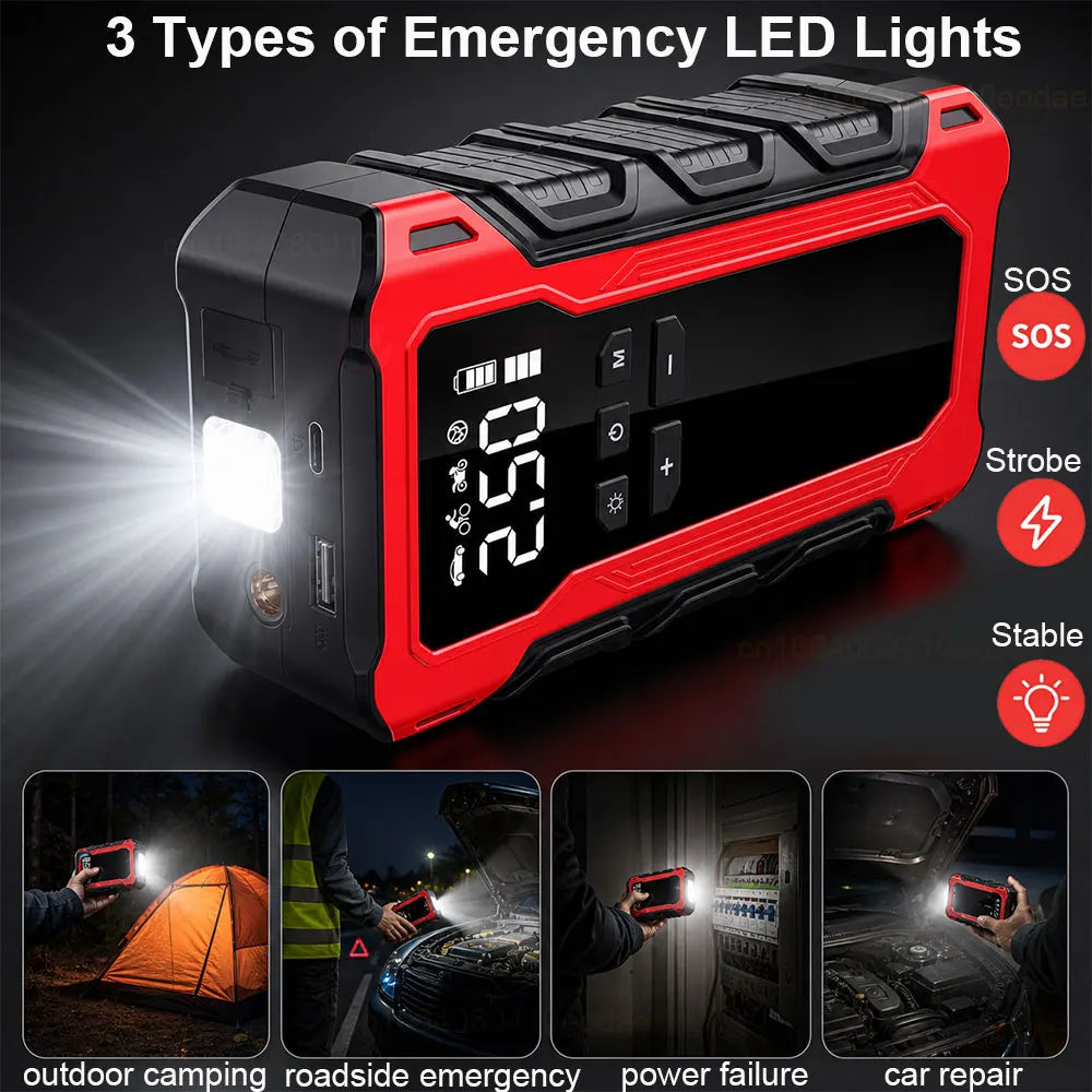 3200A Car Jump Starter with Air Pump – 4-in-1 Power Bank