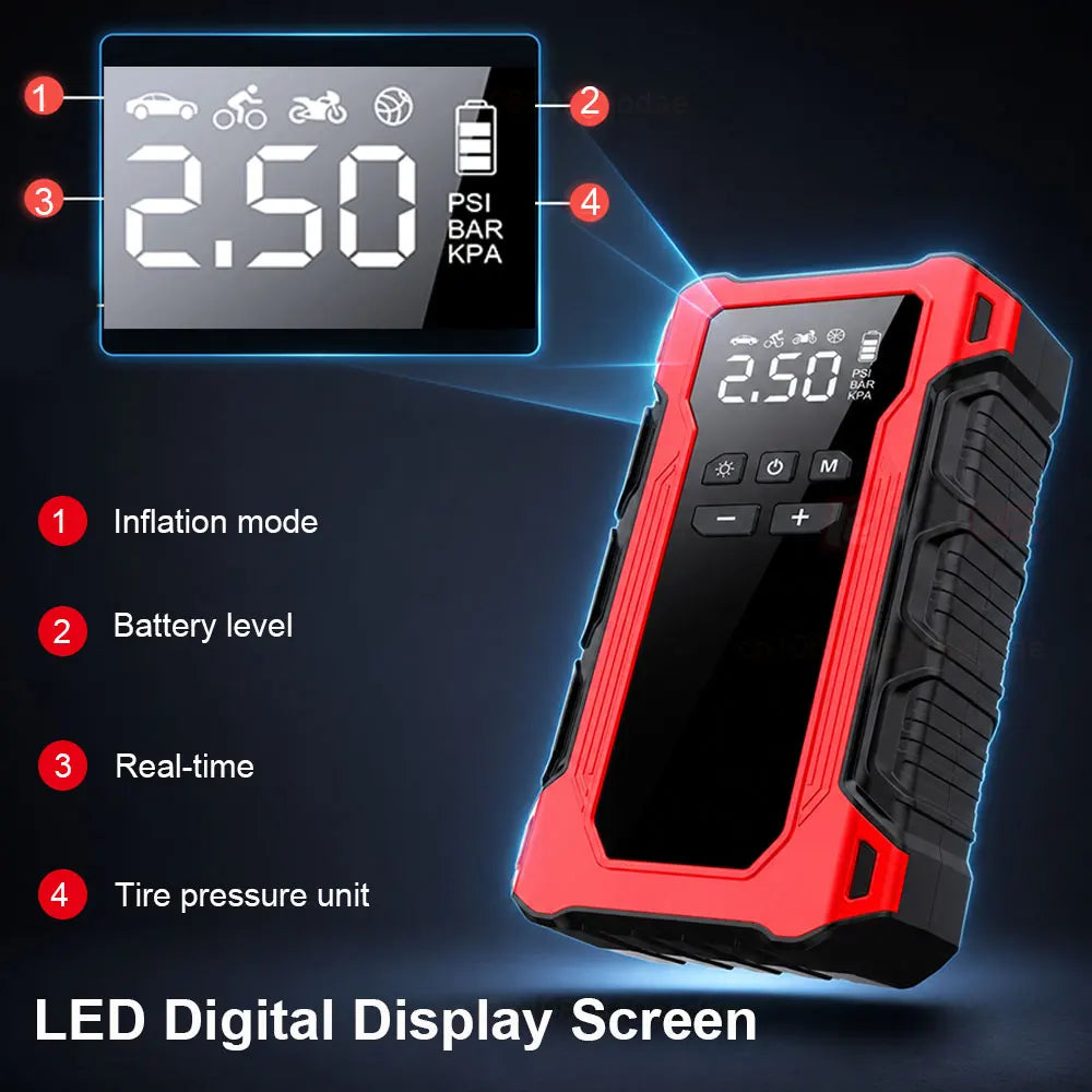 3200A Car Jump Starter with Air Pump – 4-in-1 Power Bank