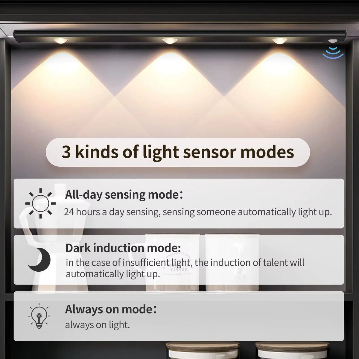 Ultra-Thin Motion Sensor Cabinet Light – 3-Color Dimmable