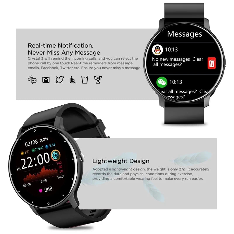 Waterproof Smart Watch With Heart Rate & Fitness Tracking
