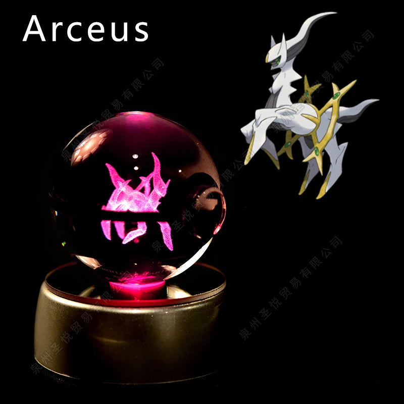 13 Arceus Emitting Color 3D Crystal Pokeball LED Night Light – Gift Statue