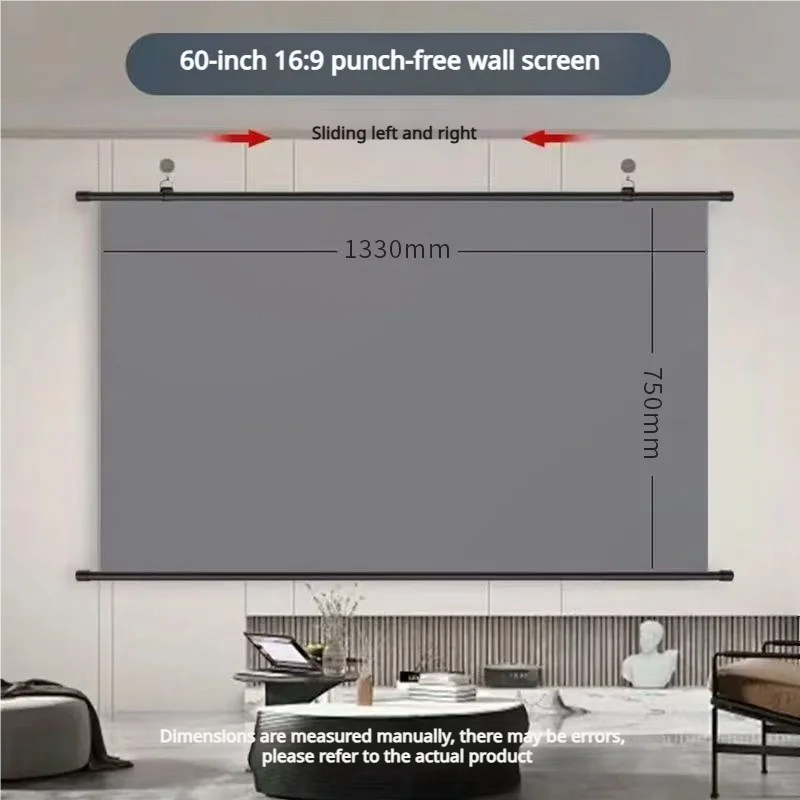 60 inch Size Glass Beaded HD Projector Screen 16:9 Wall Mounted