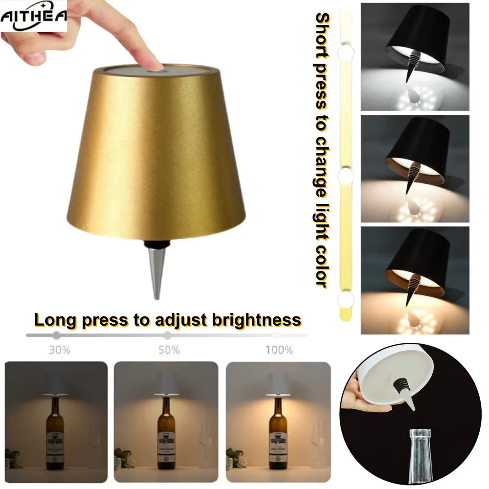 Rechargeable LED Bottle Table Lamp Touch Dimmable