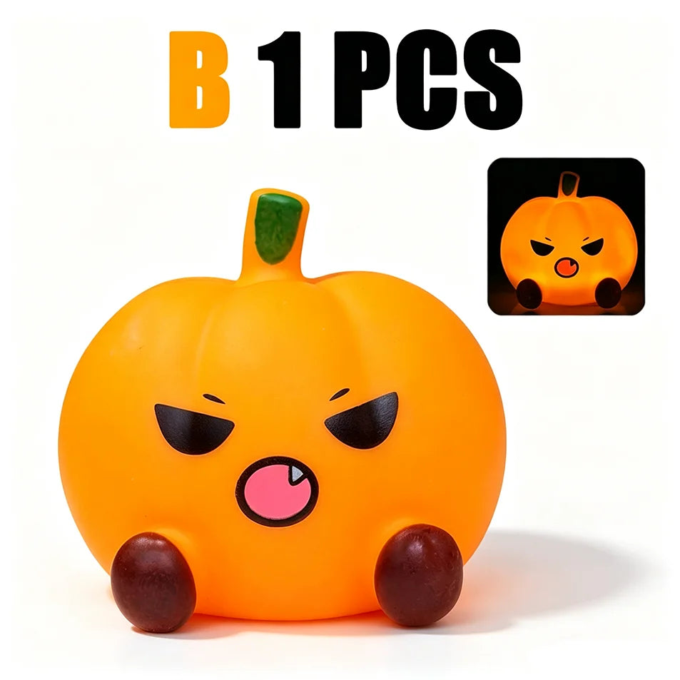 B 1 PCS Color Halloween Ghost Pumpkin Silicone LED Night Light Decor