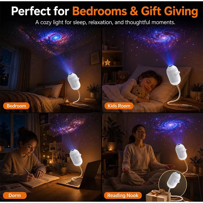 USB Galaxy Projector Night Light – 360° Adjustable Atmosphere