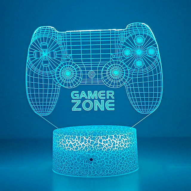 DEEP BLUE Emitting Color 3D Gaming Night Light Lamp – Multicolor LED Game Decor