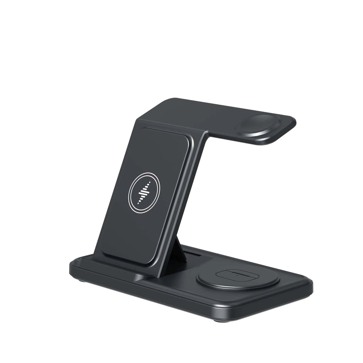 black Color 3-in-1 Foldable Wireless Charging Stand for Qi Devices