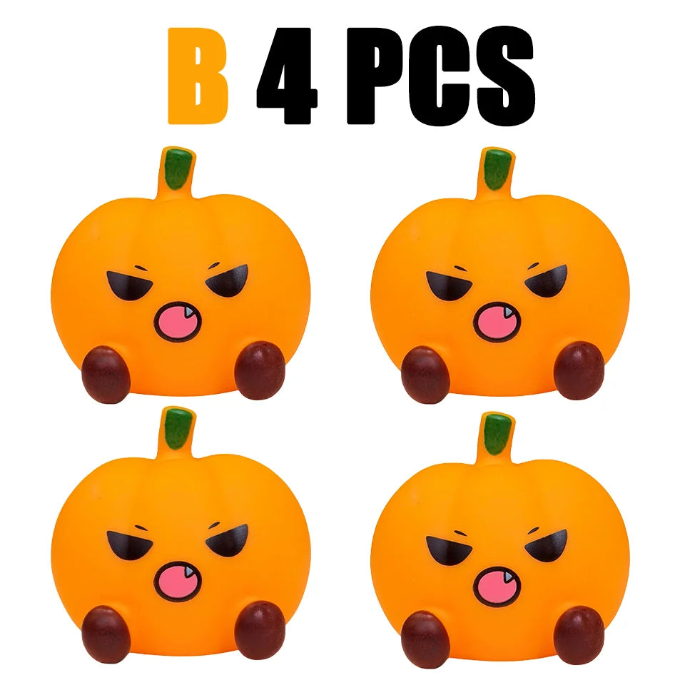 B 4 PCS Color Halloween Ghost Pumpkin Silicone LED Night Light Decor