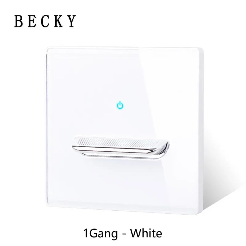 1Gang - White Color Retro Glass Panel Toggle Light Switch with LED Indicator