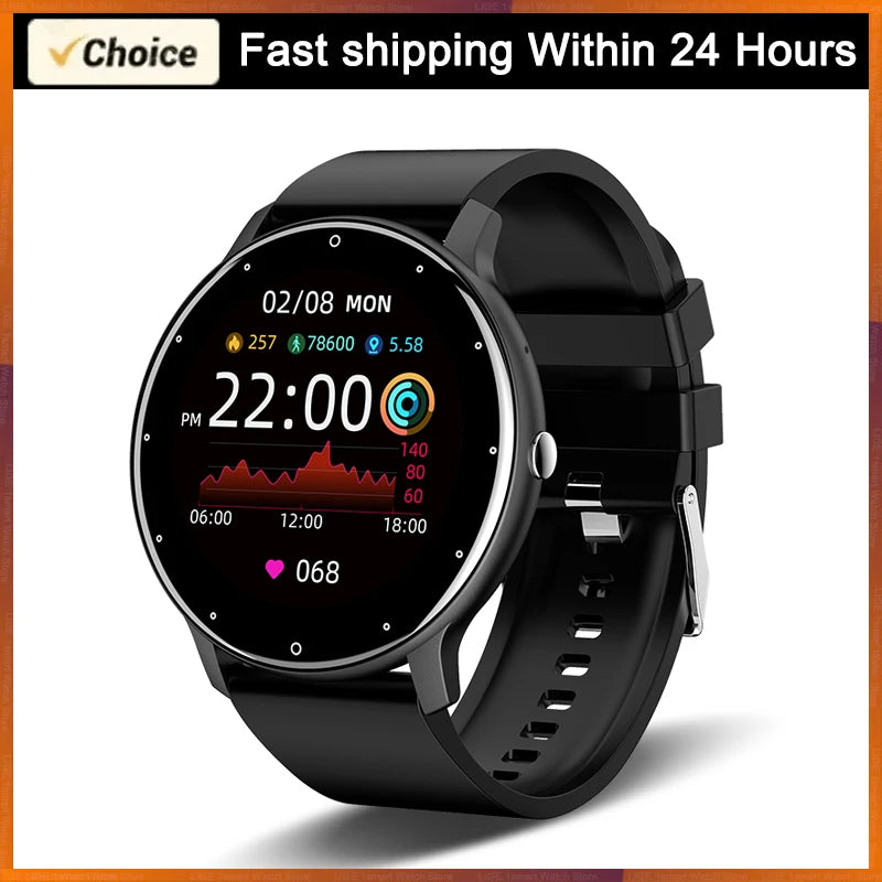 Black Color Waterproof Smart Watch With Heart Rate & Fitness Tracking