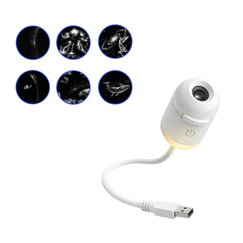 6 Slides Emitting Color Mini Galaxy Star Projector Night Light – 2-in-1 Design