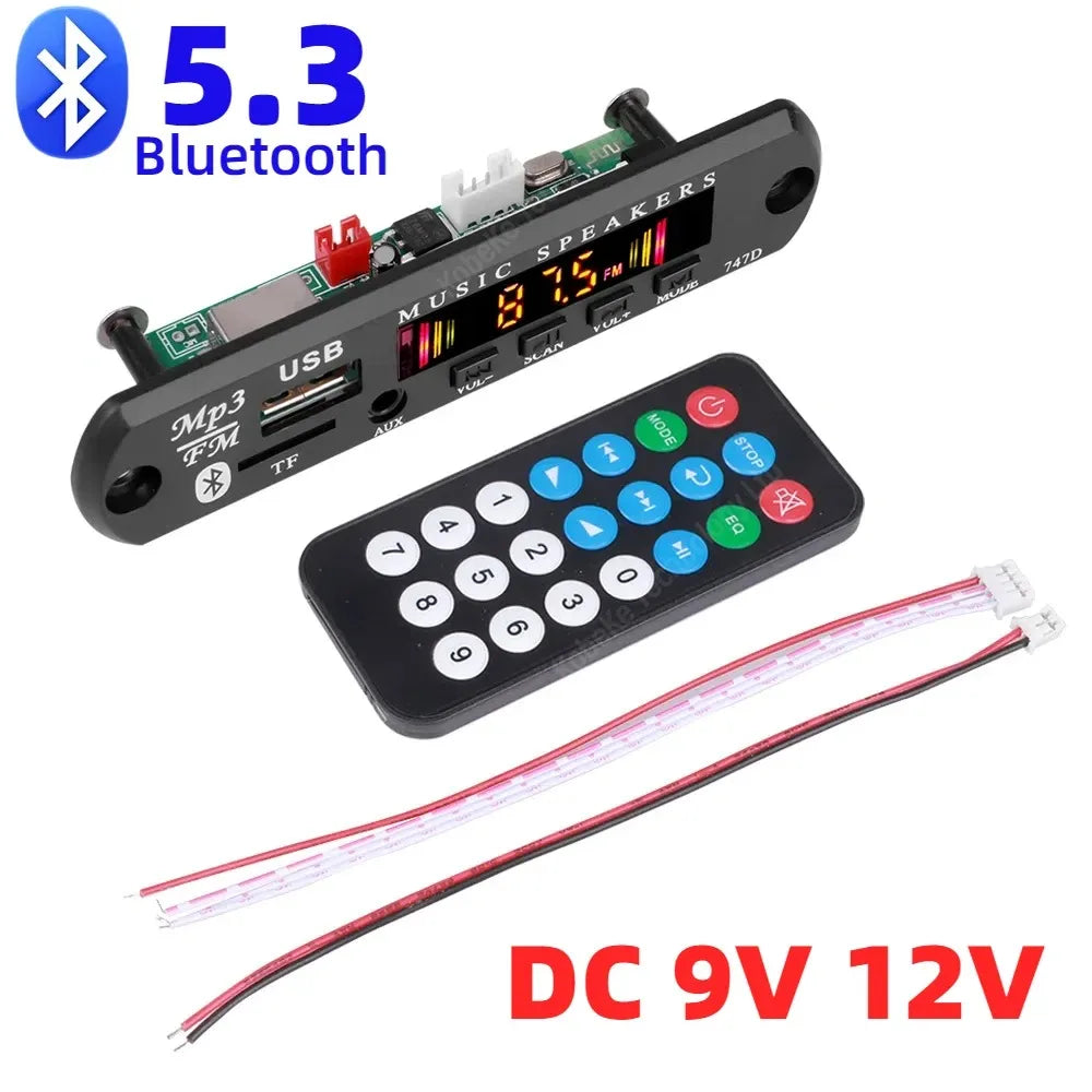DC 9V 12V Color Bluetooth MP3 Decoder Board 12V USB TF FM Car Audio Module