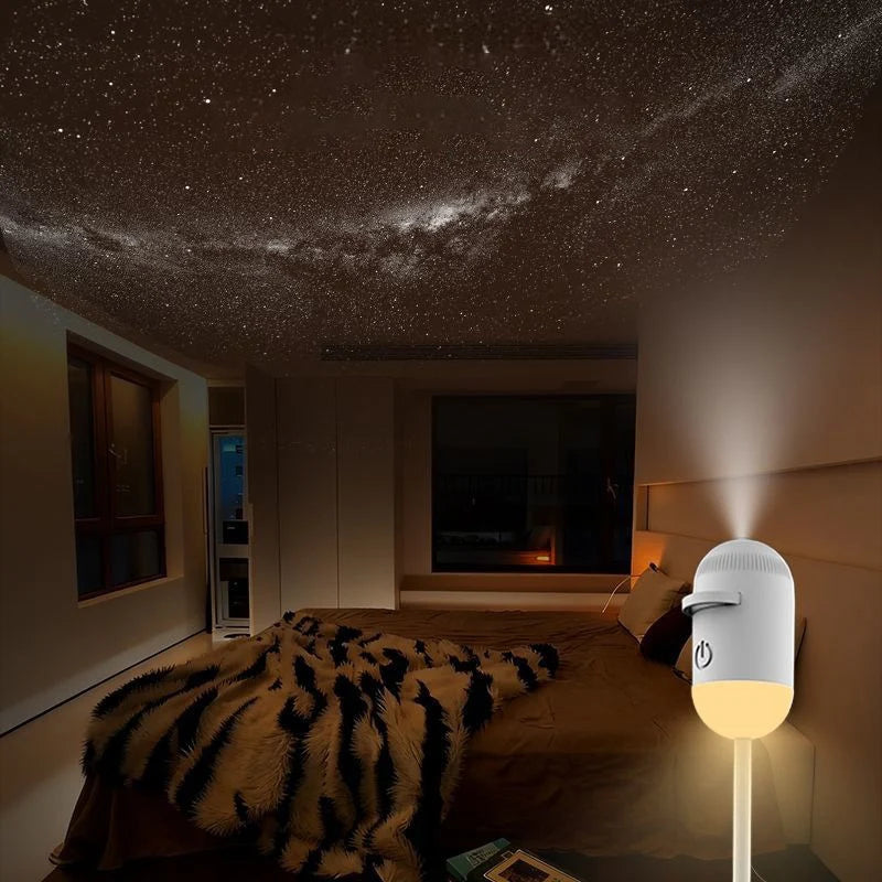 Mini Galaxy Star Projector Night Light – 2-in-1 Design