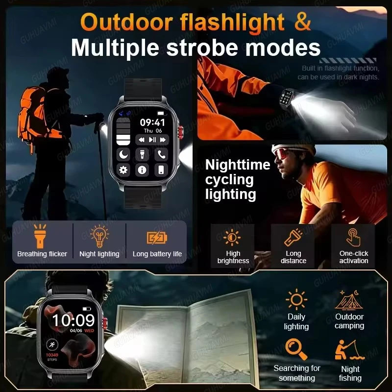 Rugged AMOLED Smart Watch With GPS, Flashlight & Calls