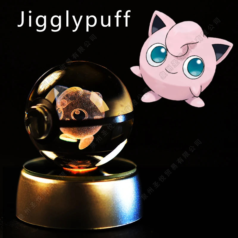 29 Jigglypuff Emitting Color 3D Crystal Pokeball LED Night Light – Gift Statue