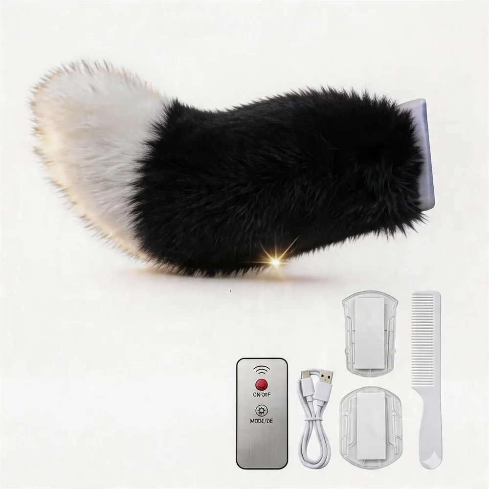 Electric Plush Wagging Tail Ornament For Cars & Motorcycles