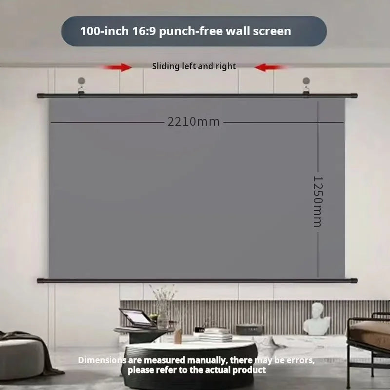 100 inch Size Glass Beaded HD Projector Screen 16:9 Wall Mounted