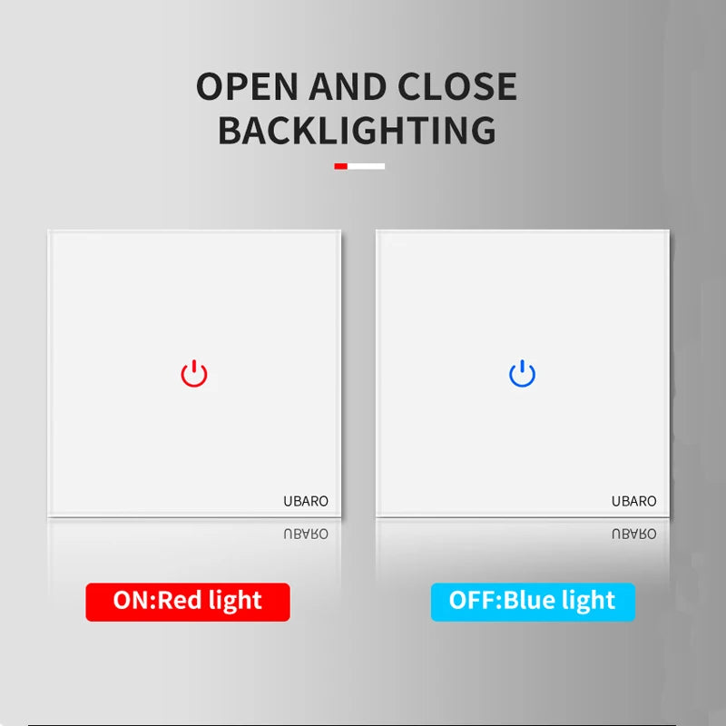 Glass Touch Wall Light Switch EU Standard With LED