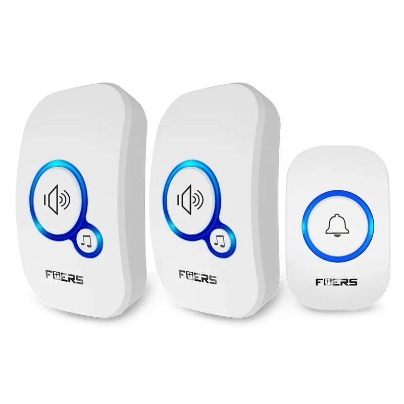 White KIT3 Color Wireless Doorbell Chime – Waterproof, 32 Melodies & Alarm