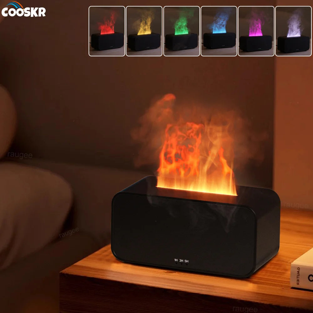 Flame Effect Aromatherapy Humidifier with LED Lights