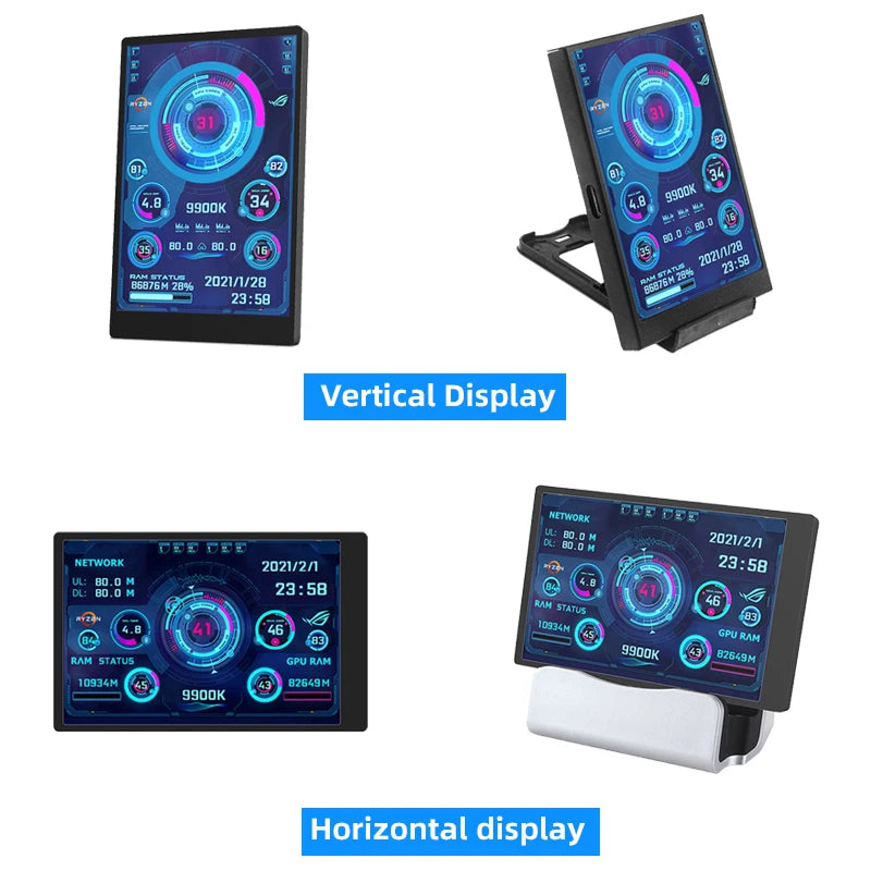 3.5" USB Type-C PC Performance Monitor Screen IPS
