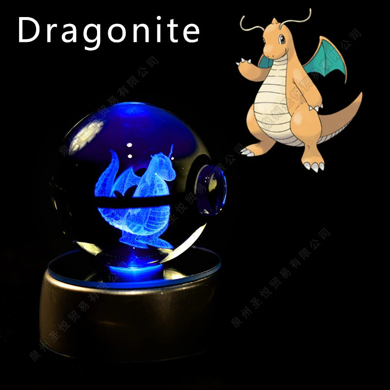 15 Dragonite Emitting Color 3D Crystal Pokeball LED Night Light – Gift Statue