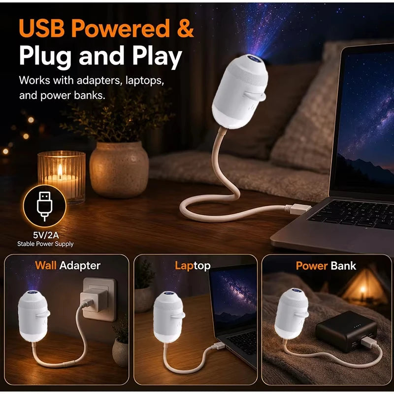 USB Galaxy Projector Night Light – 360° Adjustable Atmosphere