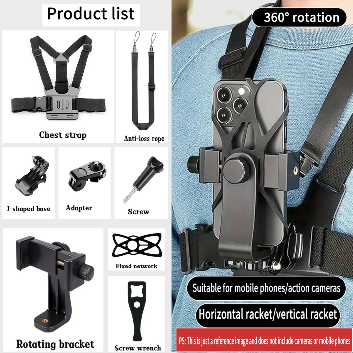 Chest strap 8in1 Color Adjustable Chest Mount Harness For Action Cameras & Phones