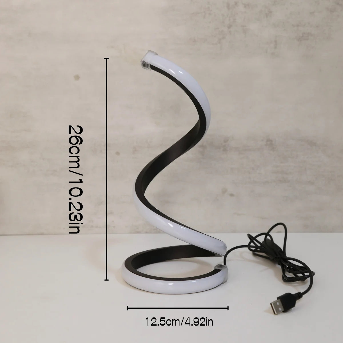 LED Spiral Desk Lamp With 3-Color Dimming USB Power