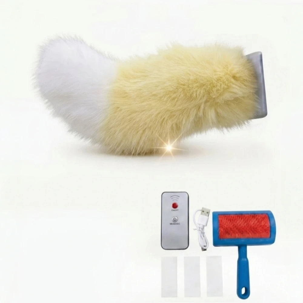 Yellow Color Name Electric Plush Wagging Tail Ornament For Cars & Motorcycles